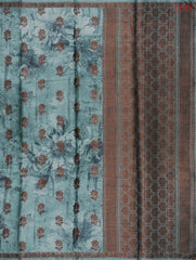 Steel Teal Banaras Tussar Silk Saree