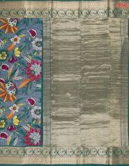 Steel Grey Printed Silk Saree