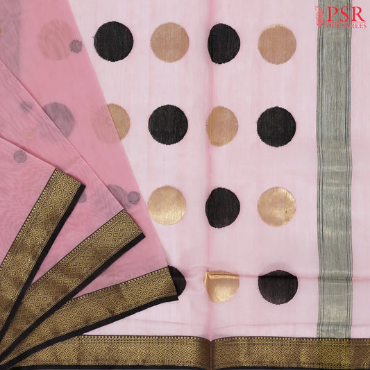 Flamingo Pink Maheshwari Silk Cotton Saree