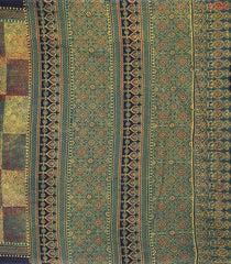 Dark Green & Olive Yellow Jaipur Cotton Printed Saree