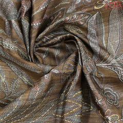 Dark Olive Mustard Kadhi Tussar Silk Saree