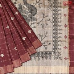 Maroon Ghicha Kadhi Tussar Silk Saree