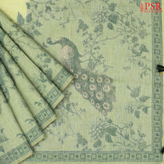 Pear Green Ghicha Cotton Saree