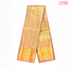 Golden Peach Kanchipuram Tissue Jacquard Silk Saree