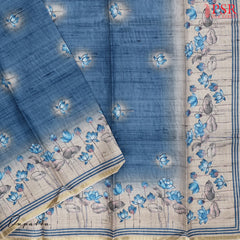 Moroccan Blue Semi Tassar Dress Material
