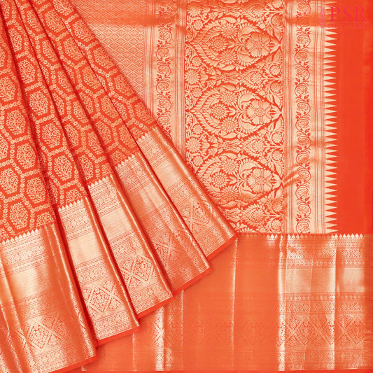 Saffron Kanchipuram Silk Saree