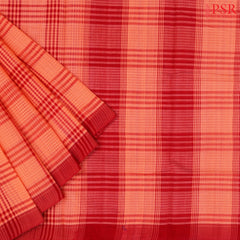 Peach Orange Mangalagiri Cotton Saree