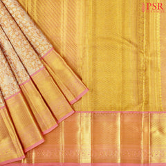 Golden Peach Kanchipuram Tissue Jacquard Silk Saree
