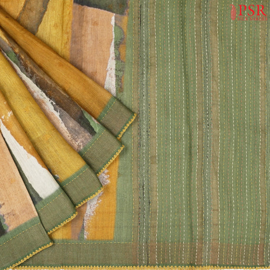 Mustard Munga Silk Saree