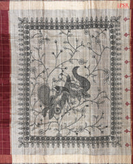 Maroon Ghicha Kadhi Tussar Silk Saree