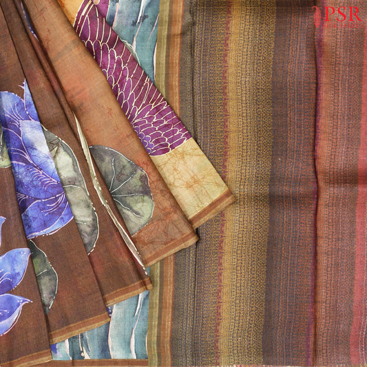 Light Mustard Brown Kadhi Tussar Silk Saree