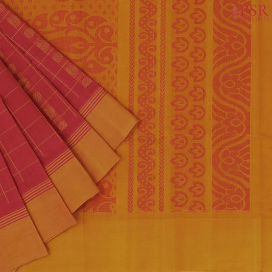 Dark Red Kanchi Cotton Saree