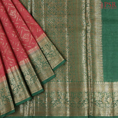Dark Vermilion Banaras Tussar Silk Saree