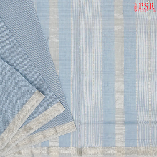 Glaucous Blue Maheshwari Silk Cotton Saree