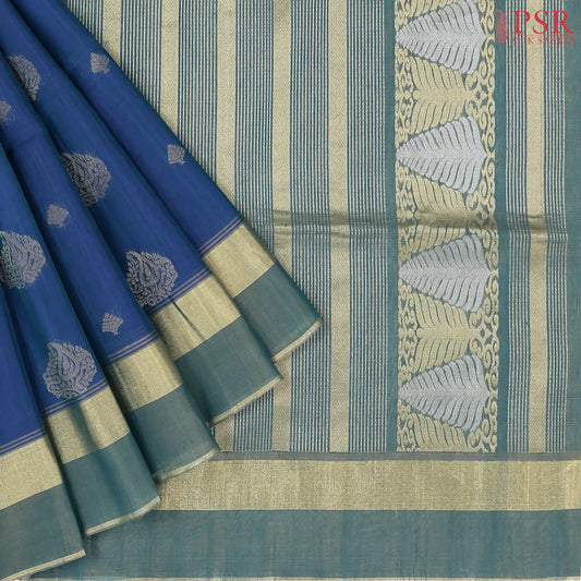 Peacock Blue Silk Cotton Saree