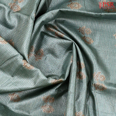 Turquoise Grey Banaras Tussar Silk Saree