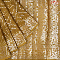 Dark Mustard Yellow Banaras Tussar Silk Saree