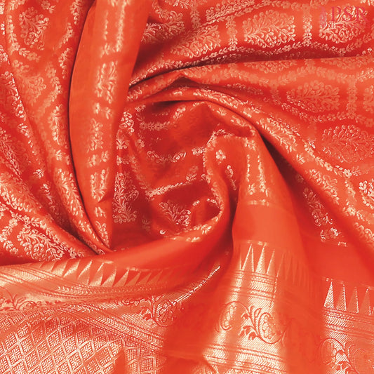 Saffron Kanchipuram Silk Saree