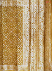 Dark Mustard Yellow Banaras Tussar Silk Saree