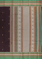 Dark Brown Kalakshetra Kovai Cotton Saree