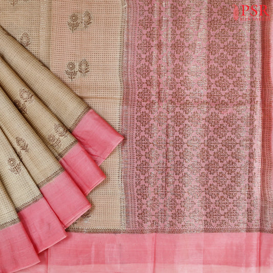 Royal Beige Banaras Tussar Silk Saree