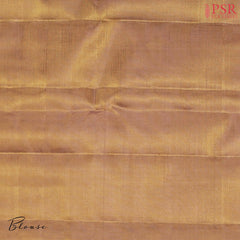 Golden Peach Kanchipuram Tissue Jacquard Silk Saree