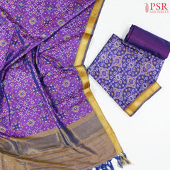 Iris Violet Soft Patola Silk Cotton Dress Material