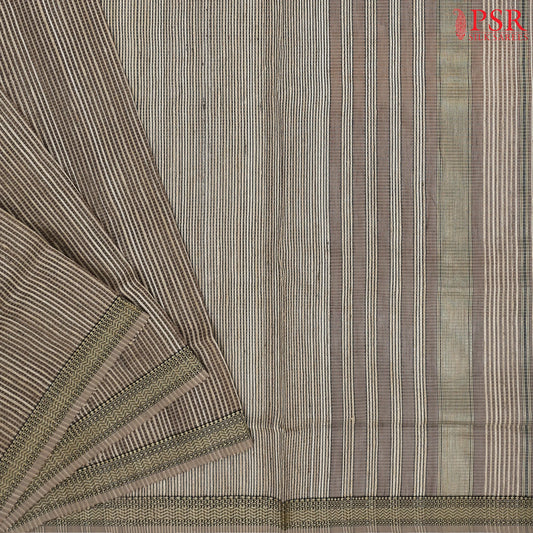 Dark Taupe Maheshwari Silk Cotton Saree