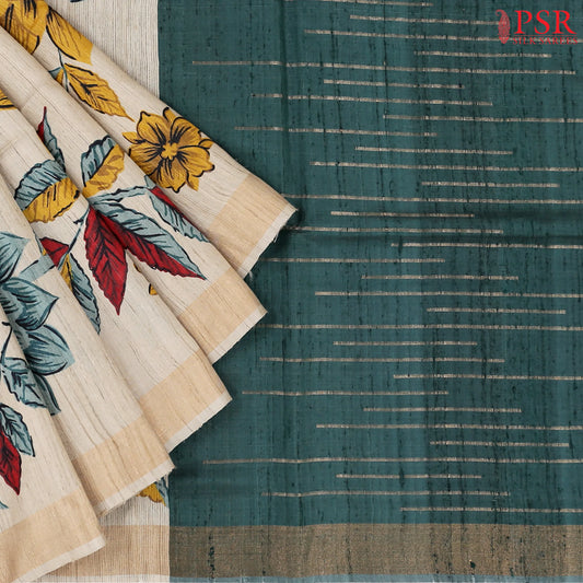 Beige Kadhi Tussar Silk Saree
