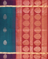 Peacock Blue Silk Cotton Saree
