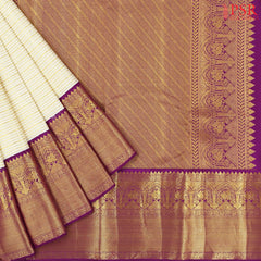 Cream Beige Kanchipuram Jacquard Silk Saree