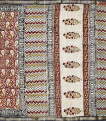 Beige & Red Silk Cotton Saree