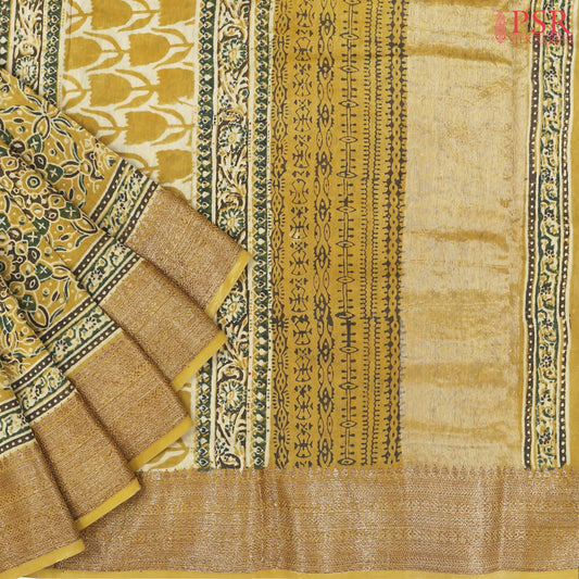 Olive Yellow Jaipur Cotton Printed Saree