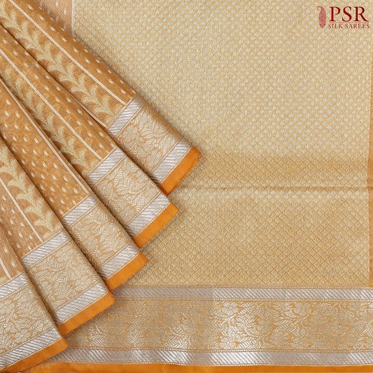 Tangerine Semi Kora Summer Silk Saree