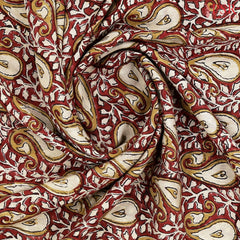 Beige & Red Silk Cotton Saree