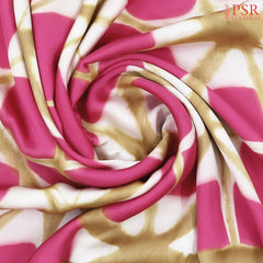 Beige & Pink Crape Silk Saree