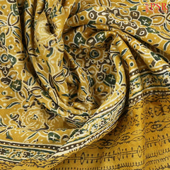 Olive Yellow Jaipur Cotton Printed Saree