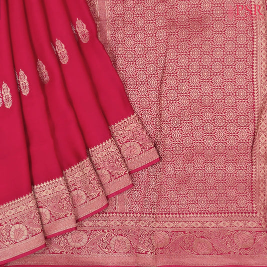 Hot Pink Banarasi Habutai Satin Saree