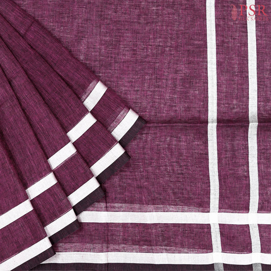 Dark Purple Linen Saree