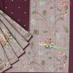 Burgundy Brown Semi Tussar Saree