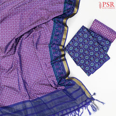 Navy Blue Soft Patola Silk Cotton Dress Material