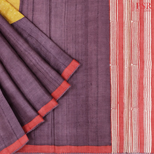 Dark Purple Kadhi Tussar Silk Saree