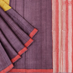 Dark Purple Kadhi Tussar Silk Saree
