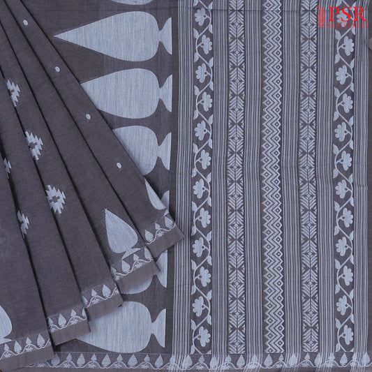 Charcoal Grey Kovai Cotton Saree