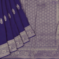 Indigo Blue Banarasi Habutai Satin Saree