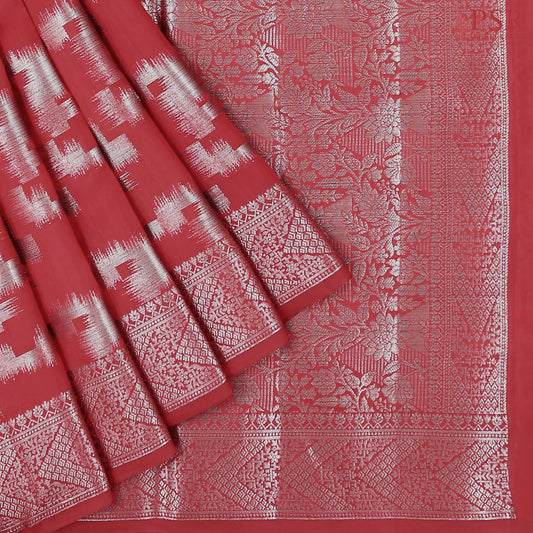 Crimson Red Chiniya Silk Saree