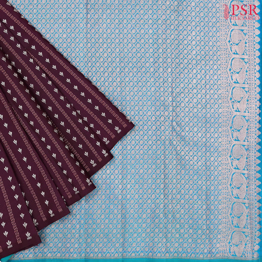 Dark Burgundy Kanchipuram Silk Saree
