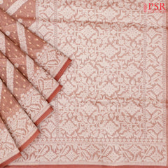 Coral Pink Semi Kora Summer Silk Saree