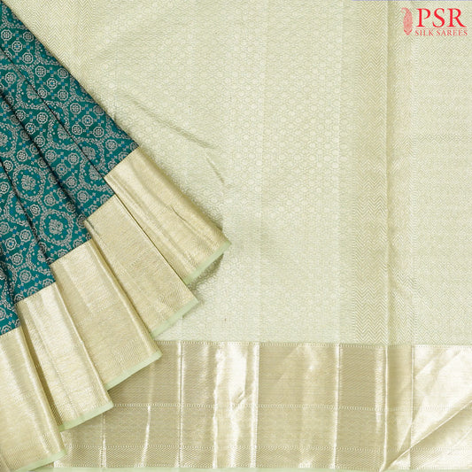 Persian Green Kanchipuram Jacquard Silk Saree