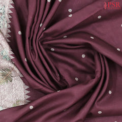 Burgundy Brown Semi Tussar Saree
